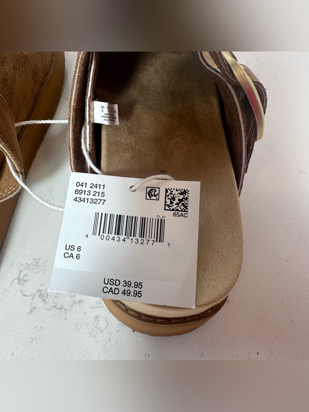 American Eagle Women's Slip-On Buckle Clog in Faux Brown Suede - Picture 3 of 7